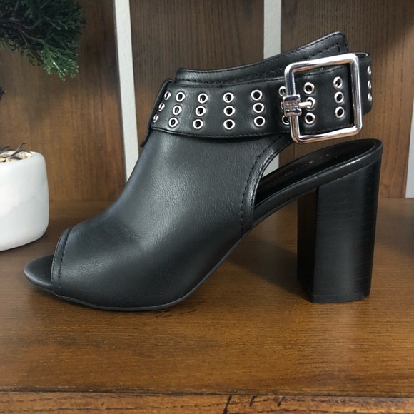 Tommy Hilfiger Slingback Peep Toe Bootie Chunky 3.5” Heel BLACK Size 7 - Picture 7 of 15